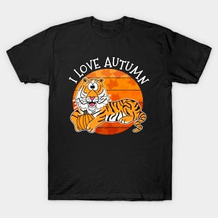 I Love Autumn Tiger Fall Thanksgiving T-Shirt